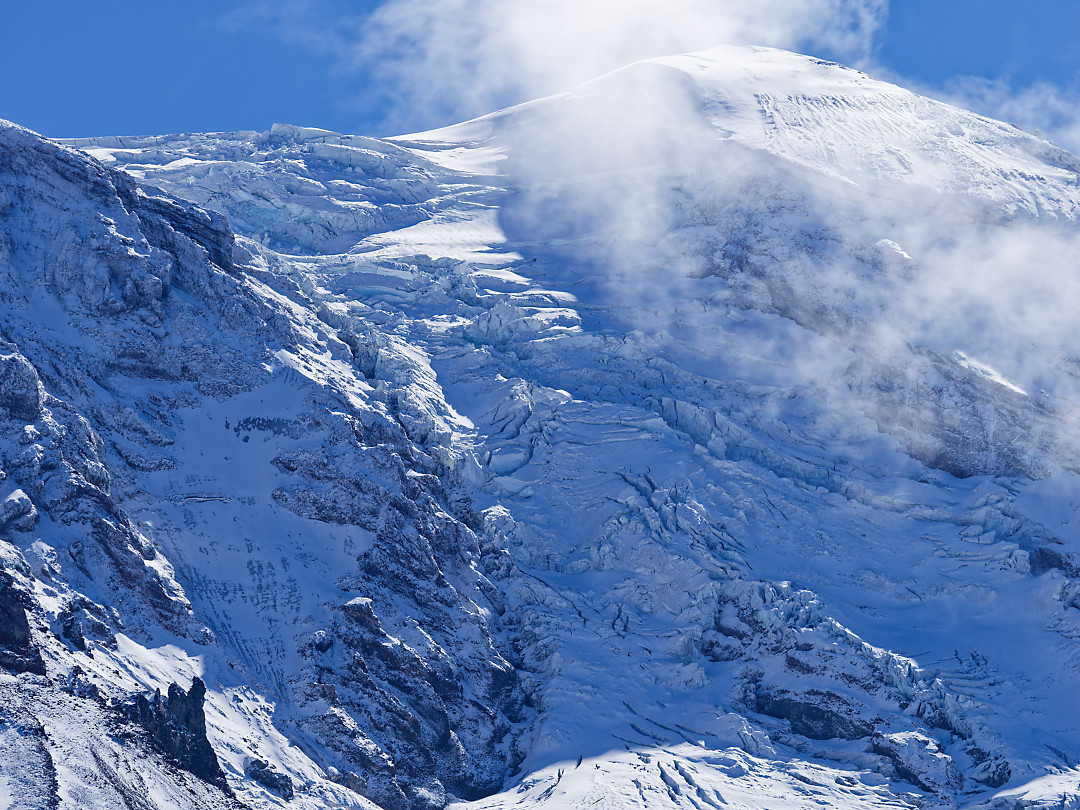 Above: Telephoto view of the Glaciers and fresh blanket of snow.