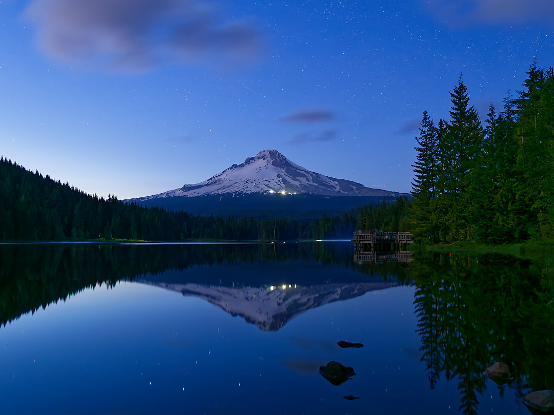 Above: Blue Hour view of Hood at Trillium Lake.