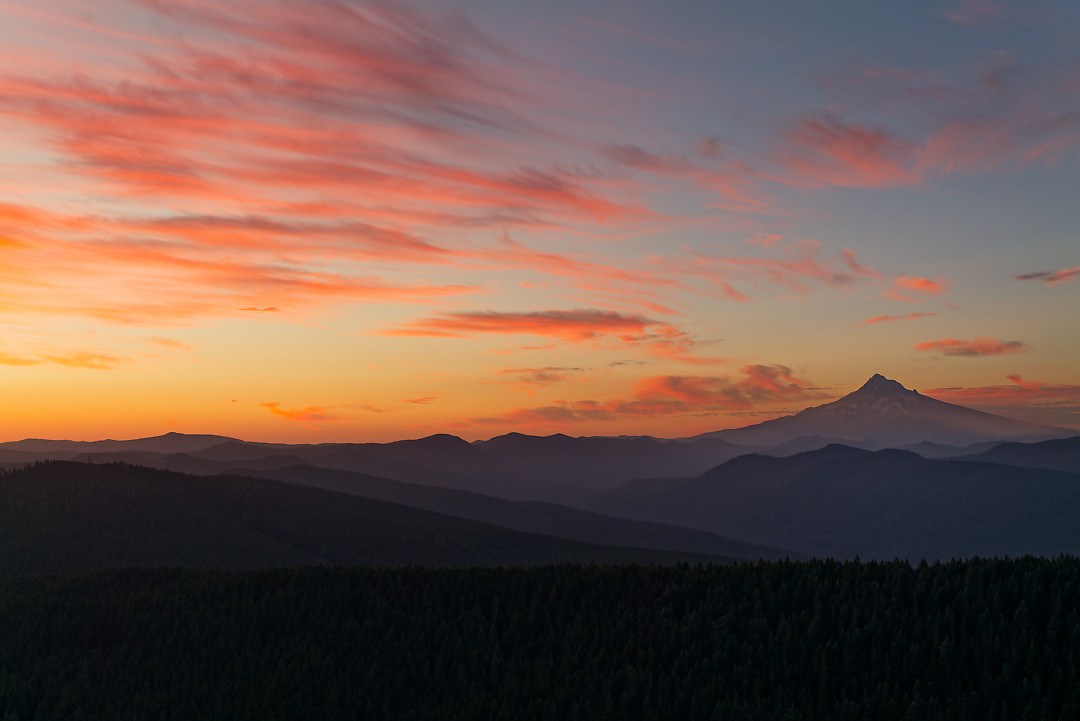 Above: Wonderful sunrise over Hood.