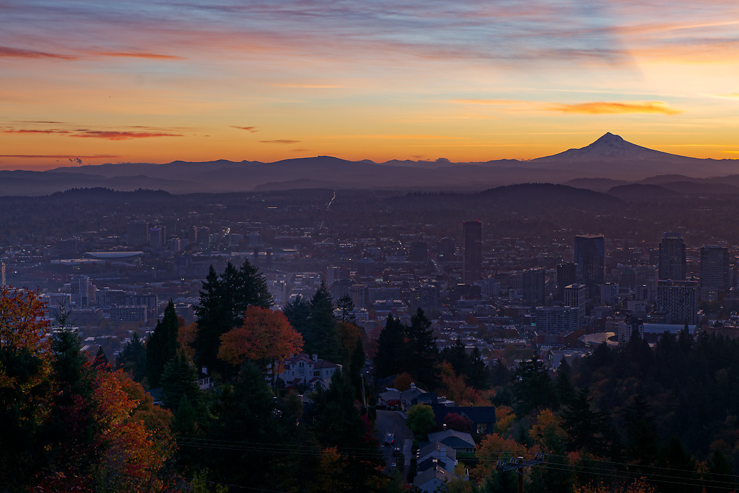 Above: Mount Hood’s shadow can be seen pretty clarly in the sky here, just before sunrise.