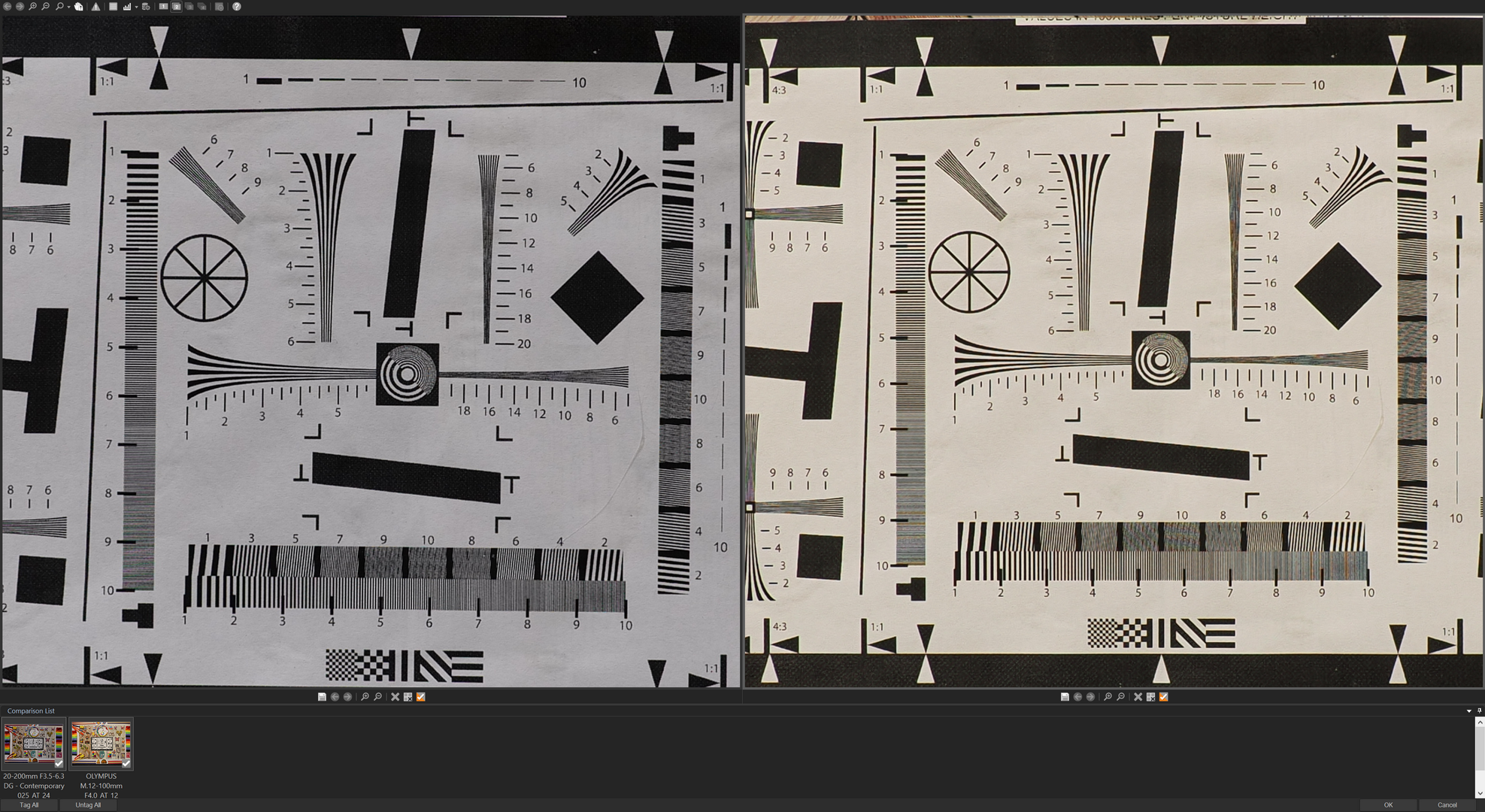 Above: Center 24mm (Left) and 12mm (Right) wide open