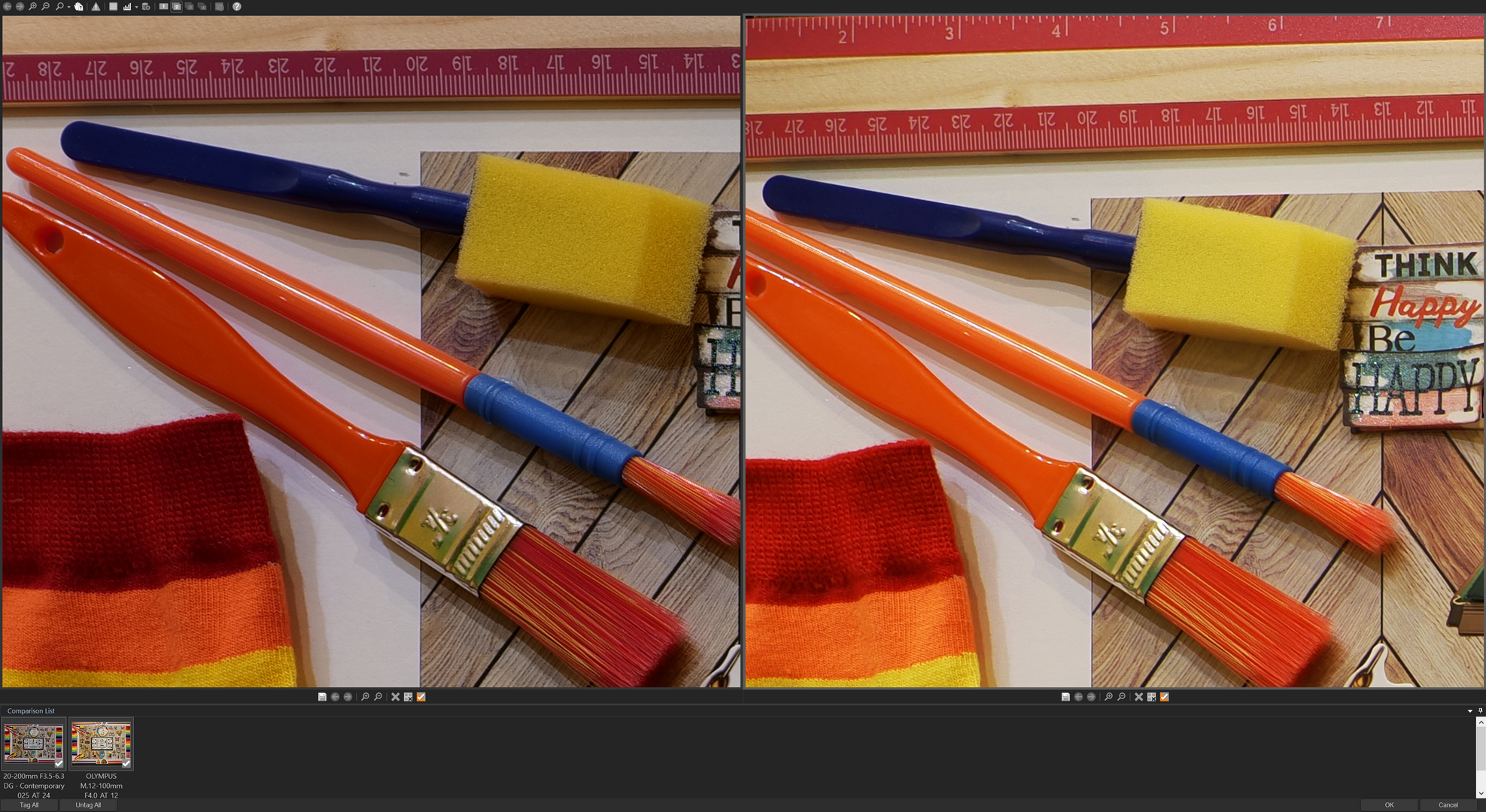 Above: Above: Corners 24mm f/8 (Left) and 12mm f/5.6 (Right).