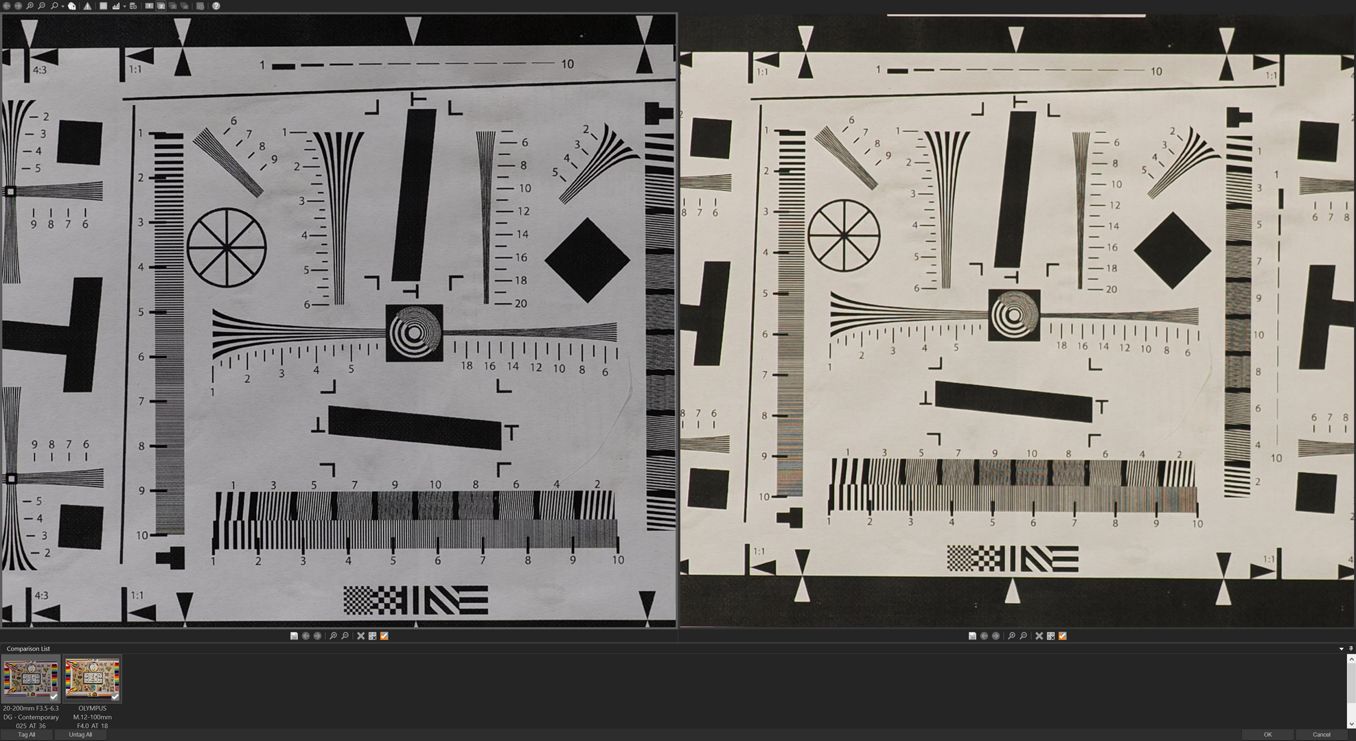 Above: Above: Center 35mm (Left) and 18mm (Right) wide open.