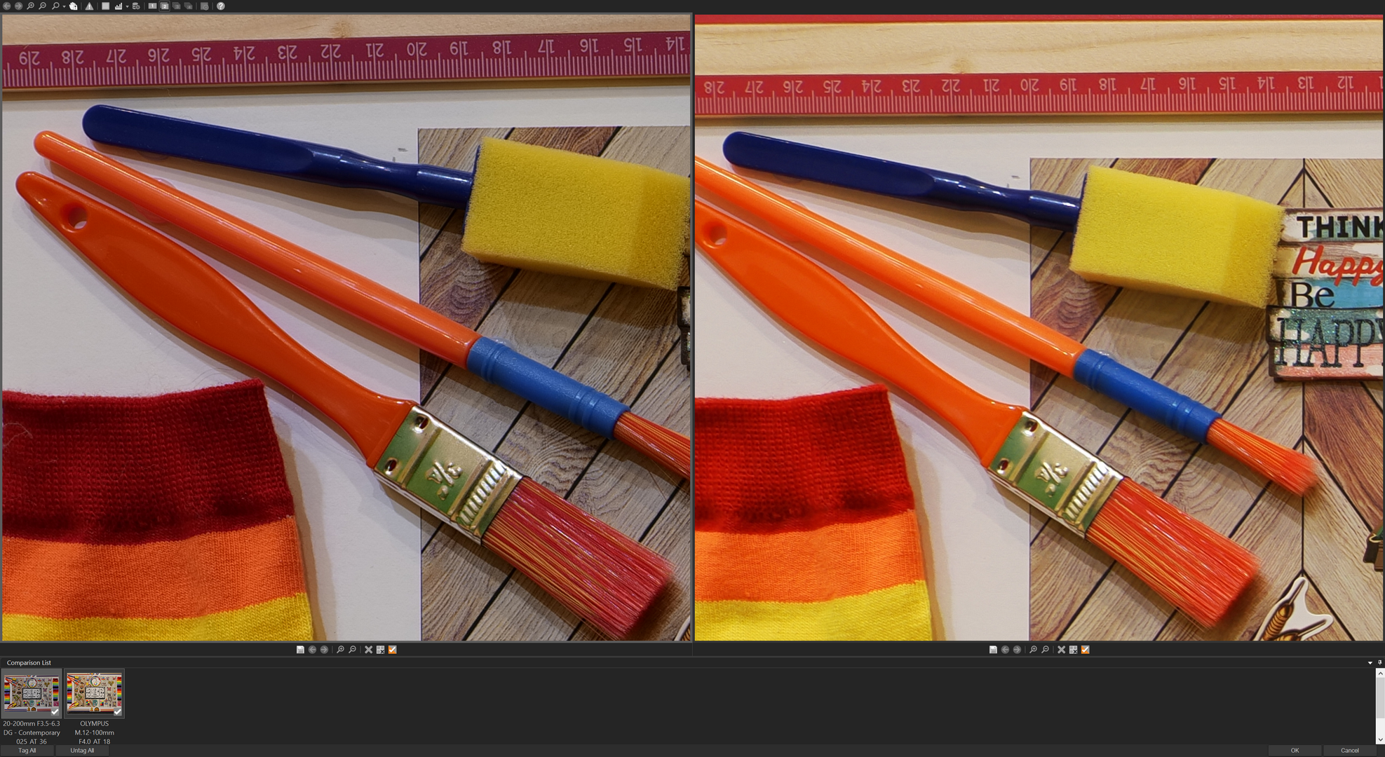 Above: Above: Corners 35mm f/8(Left) and 18mm f/5.6(Right).