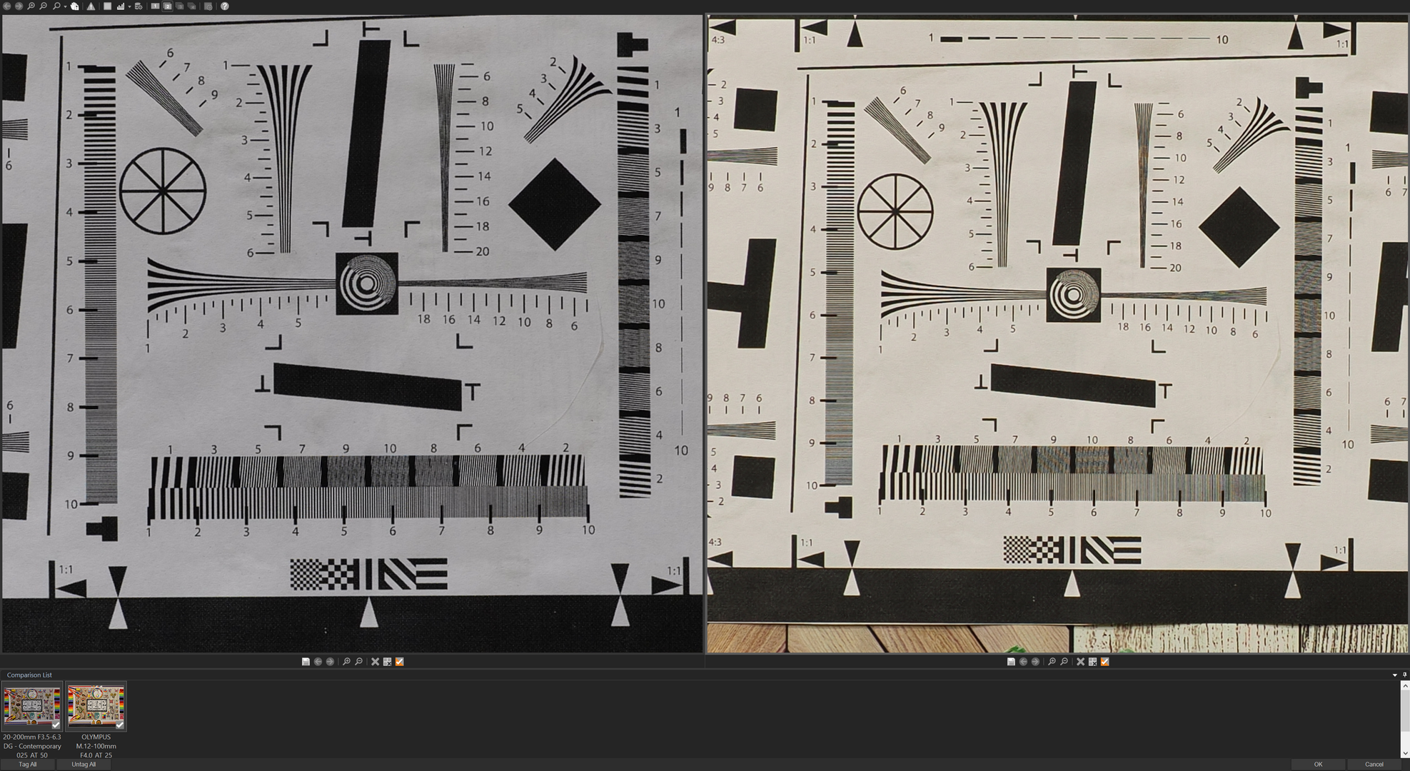 Above: Above: Center 50mm f/8 (Left) and 25mm f/5.6 (Right).